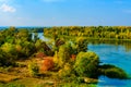 View of the river Dnieper on autumn in Kremenchug, Ukraine