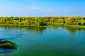 View of the river Dnieper on autumn in Kremenchug, Ukraine Royalty Free Stock Photo