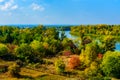 View of the river Dnieper on autumn in Kremenchug, Ukraine Royalty Free Stock Photo