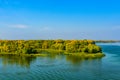 View of the river Dnieper on autumn in Kremenchug, Ukraine Royalty Free Stock Photo