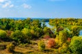 View of the river Dnieper on autumn in Kremenchug, Ukraine Royalty Free Stock Photo