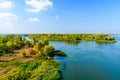 View of the river Dnieper on autumn in Kremenchug, Ukraine Royalty Free Stock Photo