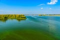 View of the river Dnieper on autumn in Kremenchug, Ukraine Royalty Free Stock Photo