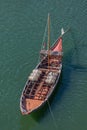 View of river Douro, with a Rabelo Boat with barrels of Port wine Royalty Free Stock Photo