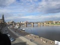 View of the river Elbe and Augustus Bridge, Dresden, Germany Royalty Free Stock Photo