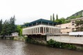 View of the river embankment Kvirila of the mountainous city of Chiatura, famous for its manganese mines, Georgia Royalty Free Stock Photo