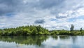 View of a river with the forest on the other side Royalty Free Stock Photo