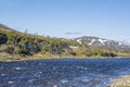 View of the river Goahtemuorjohka, Kvalsund, Finnmark, Norway Royalty Free Stock Photo