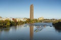 View of river Guadalquivir canoe race Sevilla - Betis, in Seville, Andalusia, Spain Royalty Free Stock Photo