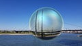 View of the river in germany dÃÂ¼sseldorf in a glass ball.