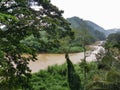 View of the river Mahaweli Ganga in Kandy In the rain