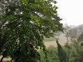 View of the river Mahaweli Ganga in Kandy In the rain