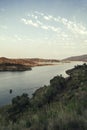 View of the river and the mountain during the beginning of the sunset