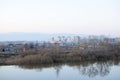 View of the river neighbourhoods from the embankment. Tyumen, Russia