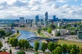 View of River Neris and City skyscrapers, Vilnius, Lithuania Royalty Free Stock Photo