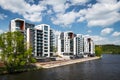 View of a river and the new residential houses