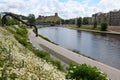 View at river Niris in the center of Vilnius on Lithuania Royalty Free Stock Photo