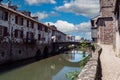 View of the river Nive on its way through the village of Saint Jean Pied de Port. France Royalty Free Stock Photo