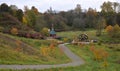 View of river Page and holy bath  in historic village Radonezh in autumn,  Moscow Oblast, Russia Royalty Free Stock Photo