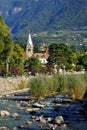 View on the river Passer in Meran, Italy