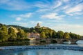 View on river Po in Turin and Monte dei Cappuccini where there is the church Santa Maria al Monte. Turin Torino, Italy. Royalty Free Stock Photo