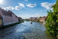 View on the river Regnitz from the old town hall of Bamberg