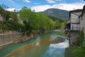 View of the river Sentino from Genga village near the famous Grotte di Frasassi, Marche region, Italy