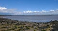 View of the river Severn crossing with old Severn bridge. Royalty Free Stock Photo