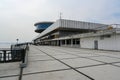 View of the River Station of the Central Embankment of Volgograd in cloudy weather