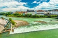 View of the river Steyr and the city of the same name, Austria