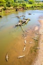 View at the River Tarcoles from Crocodile Bridge in Costa Rica Royalty Free Stock Photo