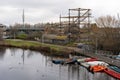 View of the River Tees at the Tees Barrage in the town of Stockton on Tees, UK.