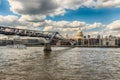 View of River Thames and Millennium Bridge, London, England, UK Royalty Free Stock Photo