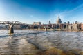 View of River Thames and Millennium Bridge, London, England, UK Royalty Free Stock Photo