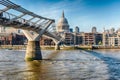 View of River Thames and Millennium Bridge,  London, England, UK Royalty Free Stock Photo