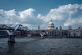 View of River Thames, Millennium Bridge and St. Pauls Cathedral Royalty Free Stock Photo