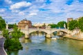 View of River Tiber with Ponte Sant`Angelo Rome Italy Royalty Free Stock Photo