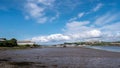 View of River Torridge estuary showing Instow village and Appledore shipyard. North Devon, England. Royalty Free Stock Photo