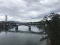 View at the river of town center of Basel