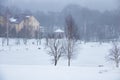 View of the river under the snow in winter Royalty Free Stock Photo