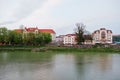 View of the river Uzh at city Uzhgorod, Transcarpathia, Ukraine