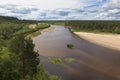 View of the river Vaga near the village Undercity, Velsky district, Arkhangelsk region Royalty Free Stock Photo