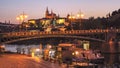 Vltava river and Prague Castle at nightfall