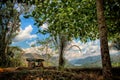 The view of river and Waterfall El- Nicho and trees and mountains in Cuba Royalty Free Stock Photo