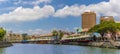 A view from a riverboat towards Clarke Quay in Singapore, Asia Royalty Free Stock Photo