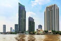 View of riverside buildings along the Chao Phraya river Royalty Free Stock Photo