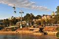 View of the riverside and cable car in Tbilisi city centre