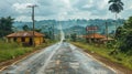 View of the road in the african city of Brazzaville