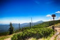 The view on the road Czech and polish friendship in National park Krkonose- Giant mountains Royalty Free Stock Photo