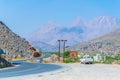 view of a road leading to the Jebel Shams in Hajar mountains in Oman